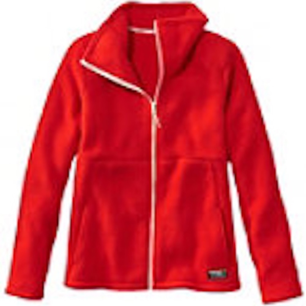 LL Bean Women's Katahdin Fleece, Full-Zip Jacket, size S vibrant red